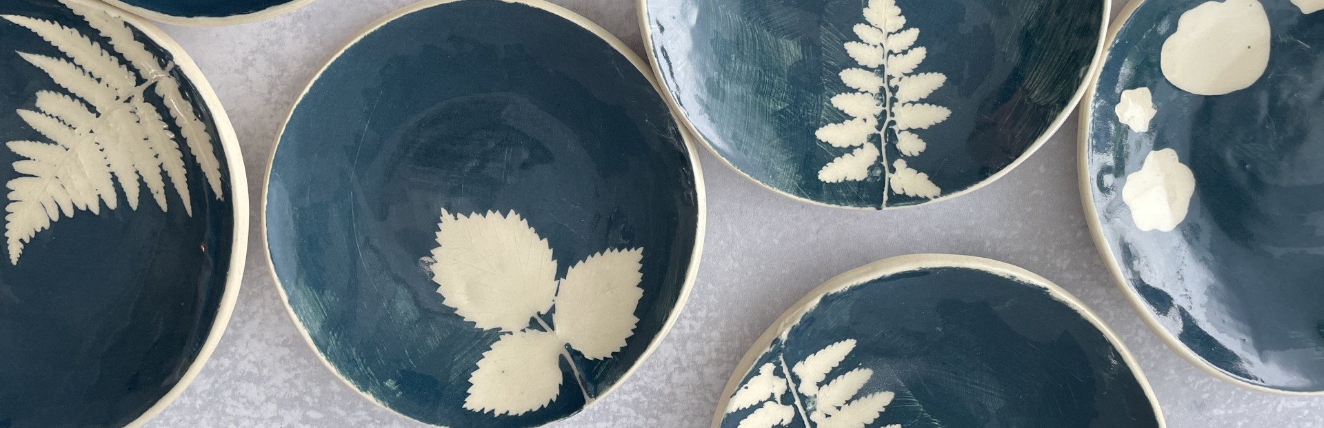 FULL–Cyanotype Inspired Ceramic Plates