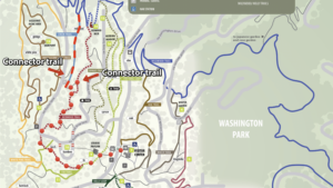 Trail map of hoyt arboretum with directions to reach creek trail